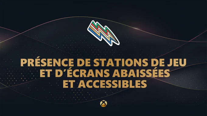 Présence de stations de jeu et écrans abaissées et accessibles