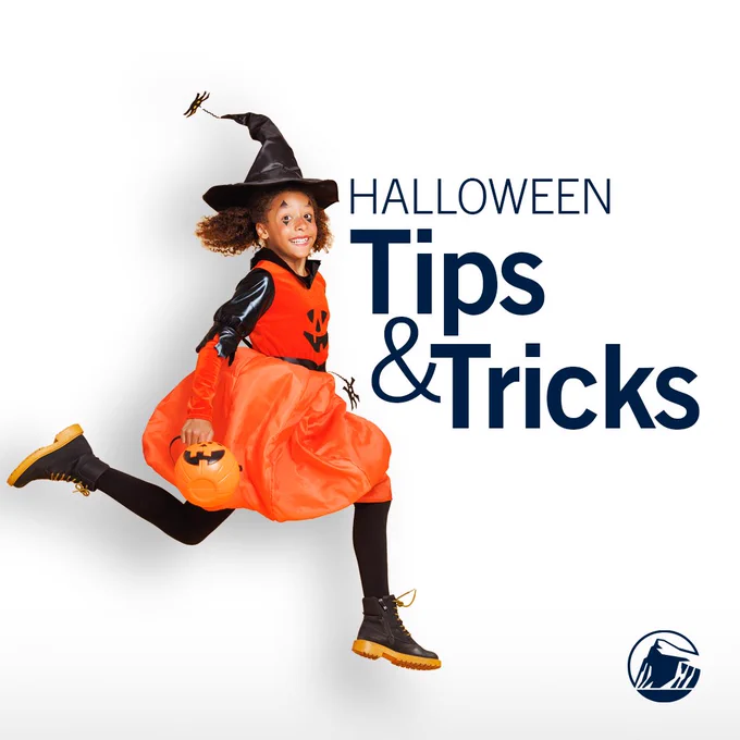 Girl wearing witch costume. Halloween tips and tricks.