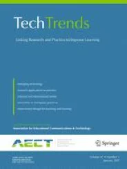 An image of the cover a print copy of the AECT journal TechTrends