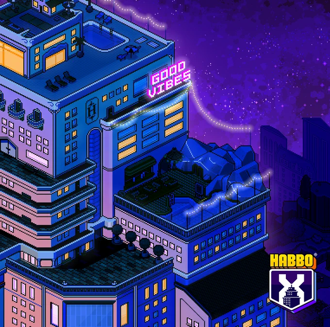 An outside view of upcoming web3, NFT-focused game Habbo X.