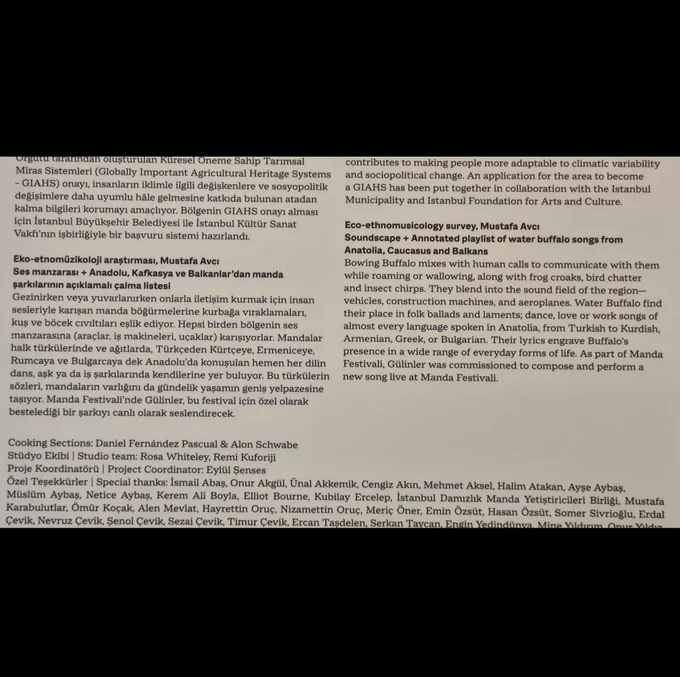 Çamuralem projesi sergi künyesinden bir bölüm