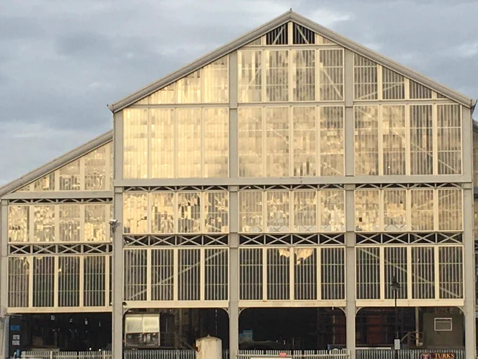 Sunlight on multi glassed warehouse window
