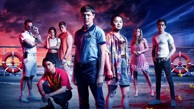 The cast of Wreck stand on the deck of the ship