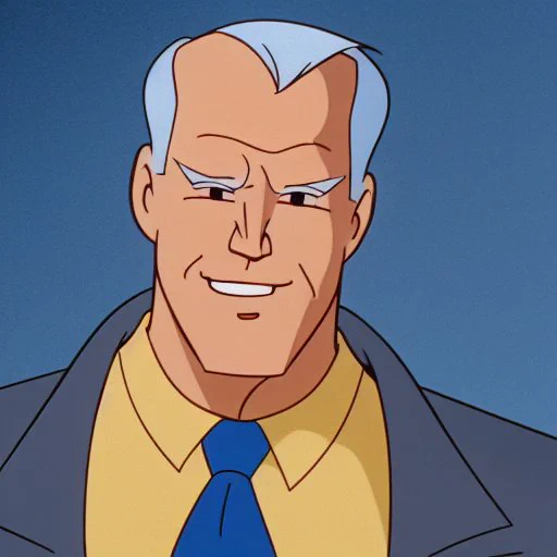 AI generated drawing of Joe Biden in the style of Batman: The Animated Series.