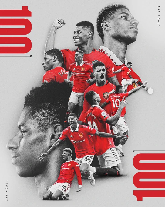 A graphic to mark Rashford’s 100 United goals.