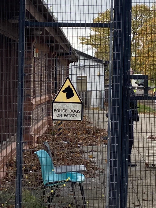 Police dogs on patrol sign