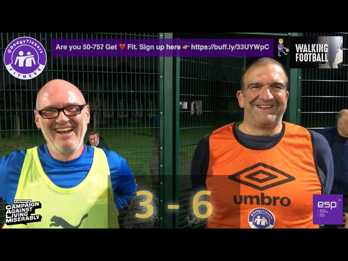 ⚽️ Missed us last Tues? Catch up 👉 https://youtu.be/DPlvVU1eoz4  or better still join us! #Over50 #Over60 #Over70 #Football #CVD #WalthamForest #London #UK #NHS #TimeToTalk #ULEZ #Project84 #AFC #THFC #WHUFC #LOFC #MFC #Veterans #diabetes  Partners: @deliver_success @theCALMzone