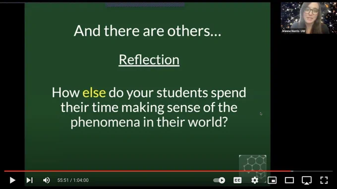 Screenshot of slide that says... 

And there are others…

Reflection

How else do your students spend their time making sense of the phenomena in their world? 