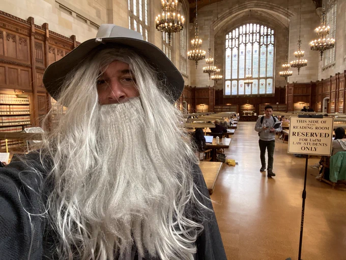 Me dressed as Gandalf in the Michigan Law Reading Room