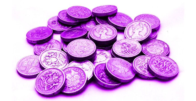Coins highlighted in purple. Credit: Purple