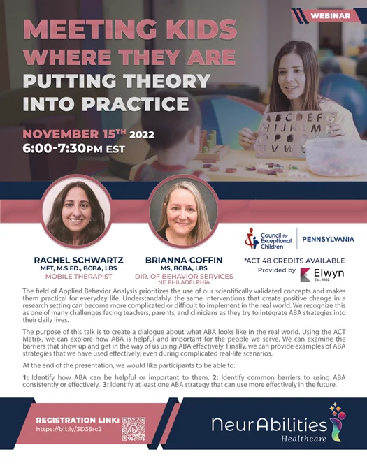 PACEC webinar on November 15 from 6-7:30 by Rachel Schwartz and Brianna Coffin entitled Meeting Kids Where They Are: Putting Theory into Practice