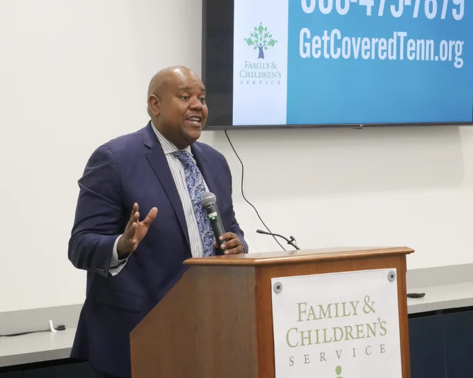 Sherard McKie at Get Covered Tennessee event.