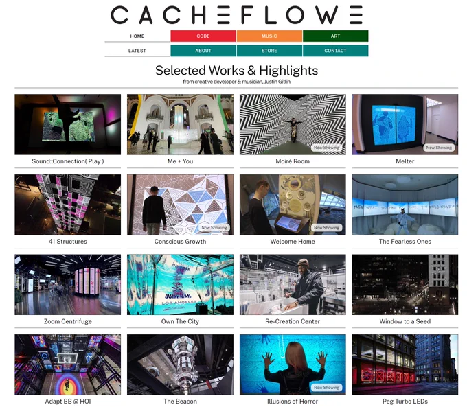 A screenshot of https://cacheflowe.com