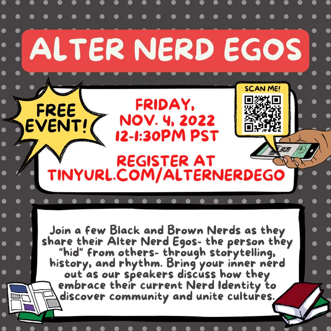 11/4: Alter Nerd Egos, 12-1:30PM tinyurl.com/AlterNerdEgo
