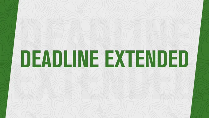 topographic pattern and text: "deadline extended"