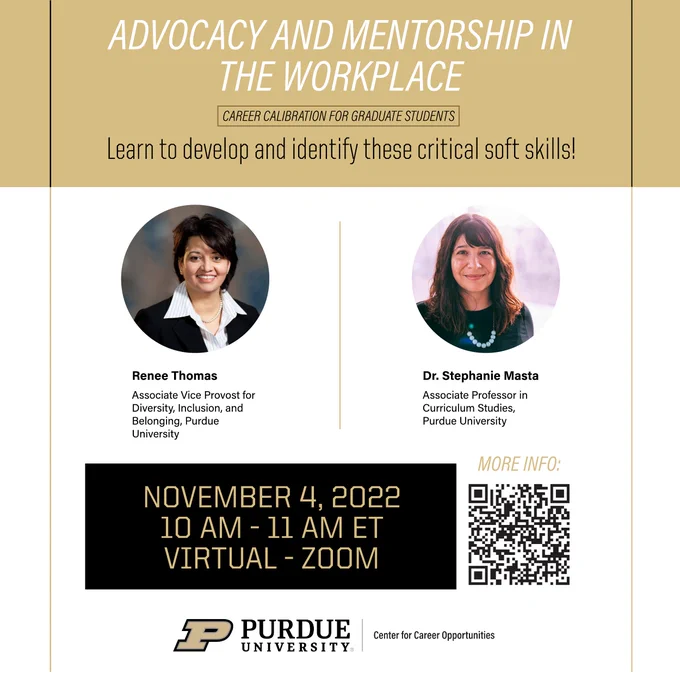 Flier for panel on advocacy and mentorship in the workplace