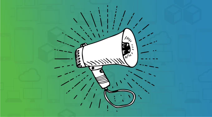 A colorful illustration of a megaphone
