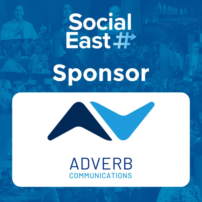 SocialEast logo with word "Sponsor" and Adverb Communications logo.