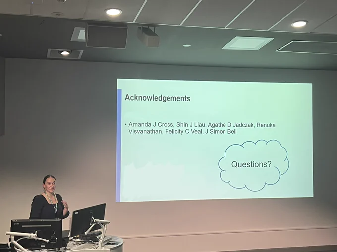Laura concluding her talk on analgesic indicators in aged care