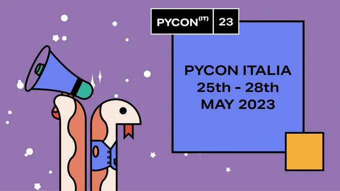 PyCon Italia banner saying that we are back from the 25th to the 28th of May 2023