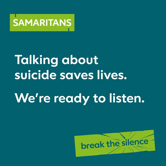 Talking about suicide saves lives.

We're ready to listen. 