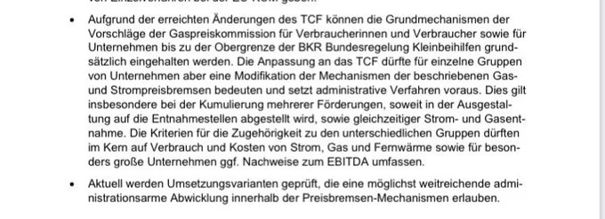 Auszug Eckpunktepapier zur Beihilfenkonformität