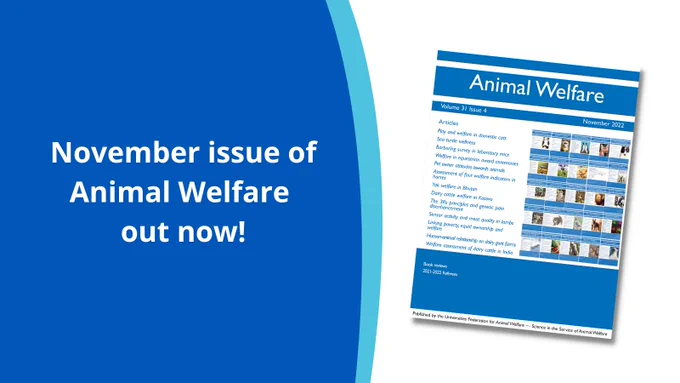 Graphic showing the front cover of the November edition of Animal Welfare. The cover depicts previous cover pages. 