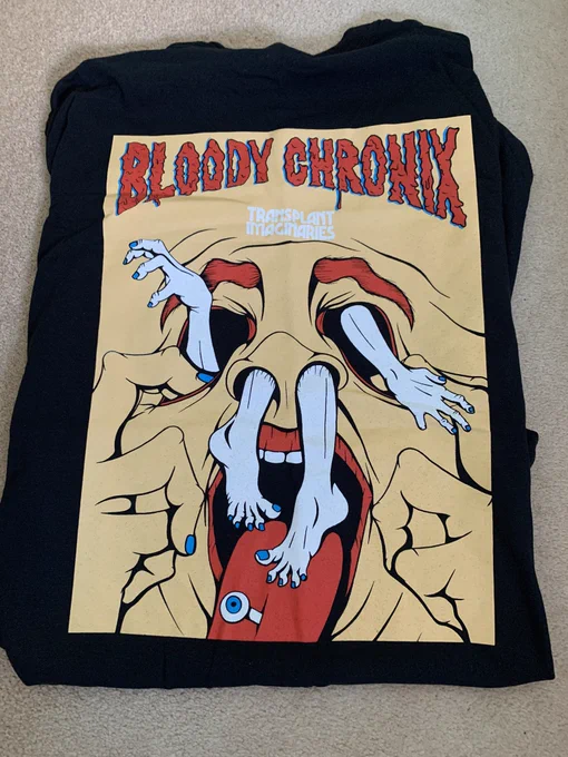 T-Shirt from Transplant Imaginaries with graphic and title bloody chronix