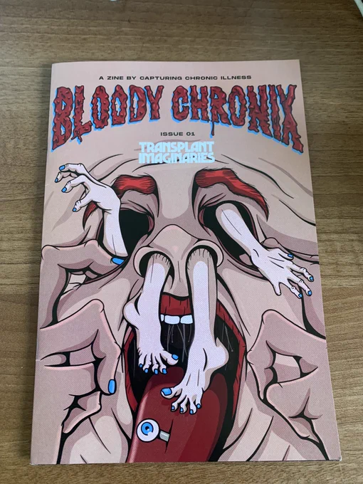 Front cover of comic bloody chronix issue 1. Transplant Imaginaries