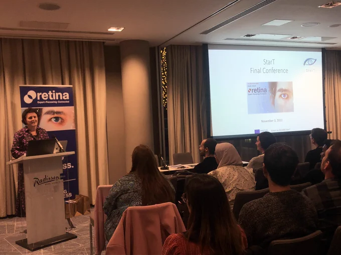 Elfride De Baere giving the closing presentation at the StarT symposium of the Retina Conference 2022