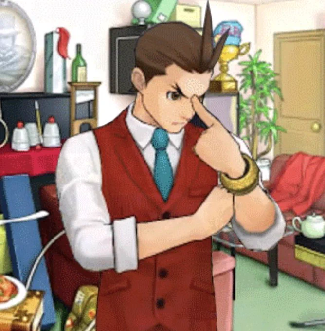 3D Apollo Justice sprite in the same position and outfit as the prior image. Now he is ugly.