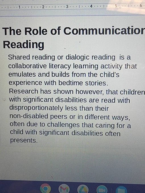 Picture of computer screen the role of communication in shared reading.