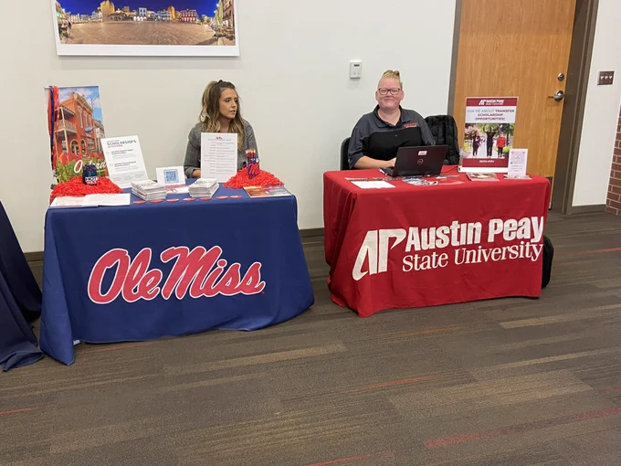 Transfer Day at the White Bridge campus is underway. Staff from 4-year universities are on hand to talk with Nashville State students who plan on graduating and transferring to earn a bachelor’s degree.