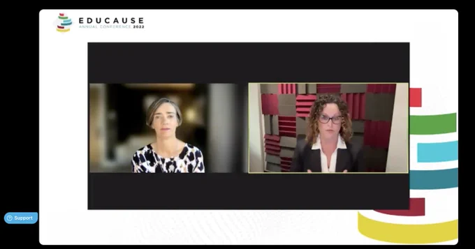 Screenshot of Lucy Hone and Maureen side by side in video boxes. 