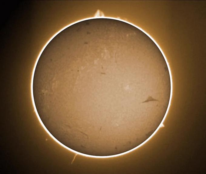 Coronado Halpha telescope   ATIK314 camera, composite using Gimp