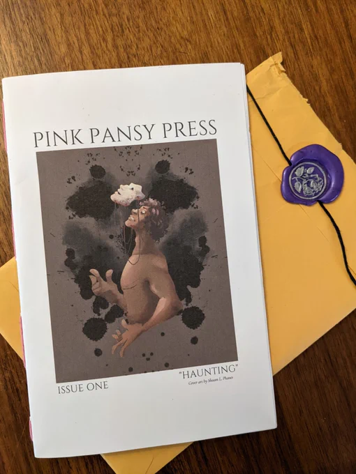 PINK PANSY PRESS Issue One: Haunting

Cover art by Shaam L Phanes 

A dark skinned shirtless person in profile, seen from the waist up, had their face turned up to the sky, a mask hovering just over their actual face. Mastectomy scars are visible on their torso.