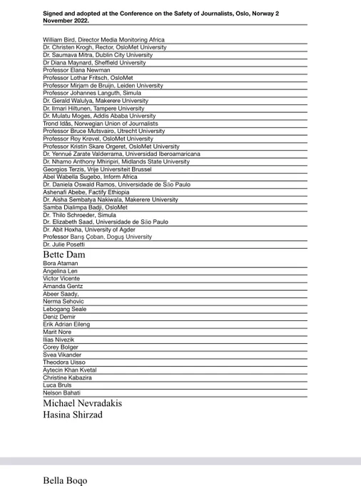 List of signatories