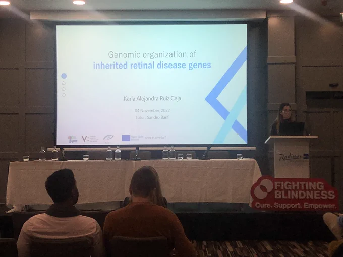 Karla Alejandra Ruiz-Ceja presenting at the Scientific day of Retina 2022