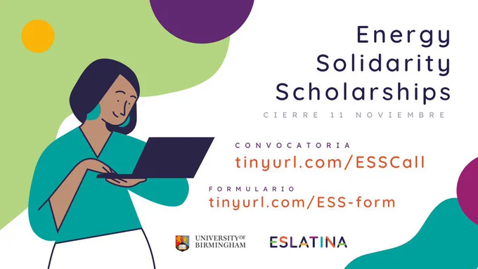Energy Solidarity Scholarships cierre 11 noviembre convocatoría tinyurl.com/ESSCall formulario tinyurl.com/ESS-form