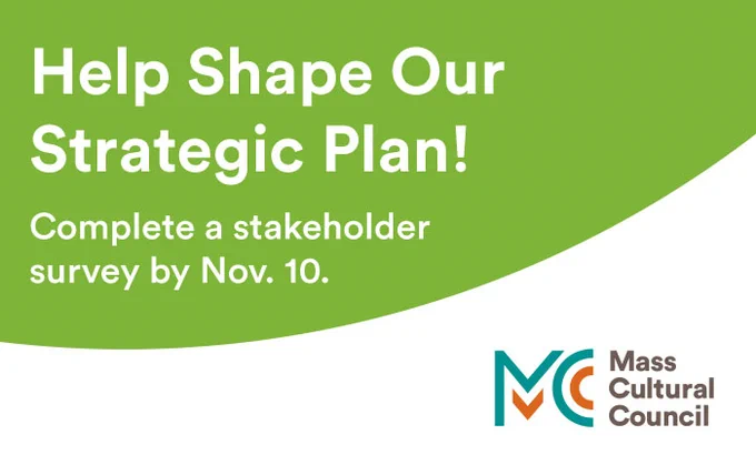 apple green graphic with white text - Help shape our strategic plan - complete a stakeholder survey by Nov. 10