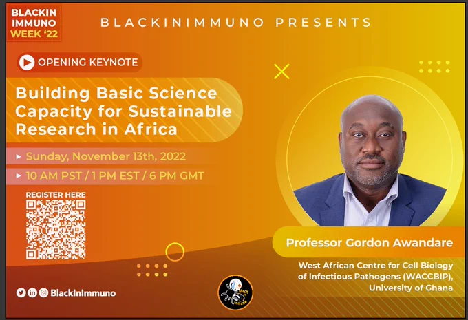 We're excited to be kickin' off #BlackInImmunoWeek22 (Nov. 13th) with a keynote address from Prof. @gordon_awandare! From  
The University of Ghana! @UnivofGh  

