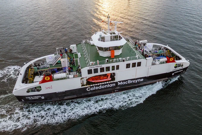 The Caledonian MacBrayne ferry Loch Frisa departing Oban for the Isle of Mull.