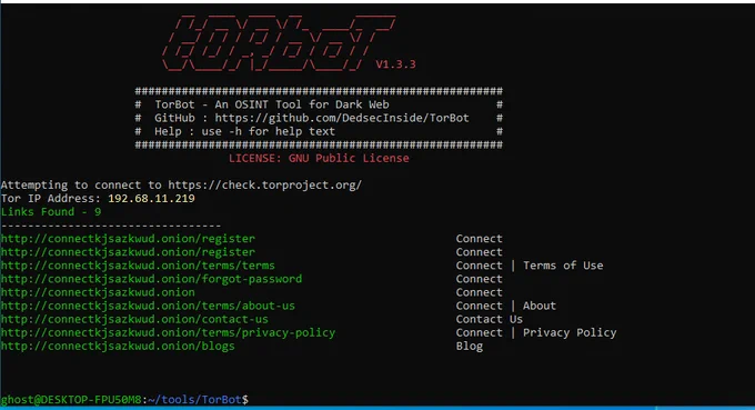 TorBot - An OSINT Tool for Dark Web