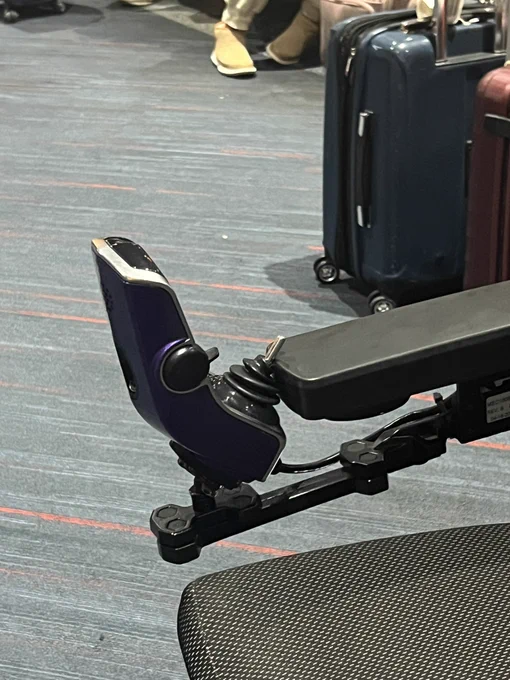 Completely bent power chair joystick.
