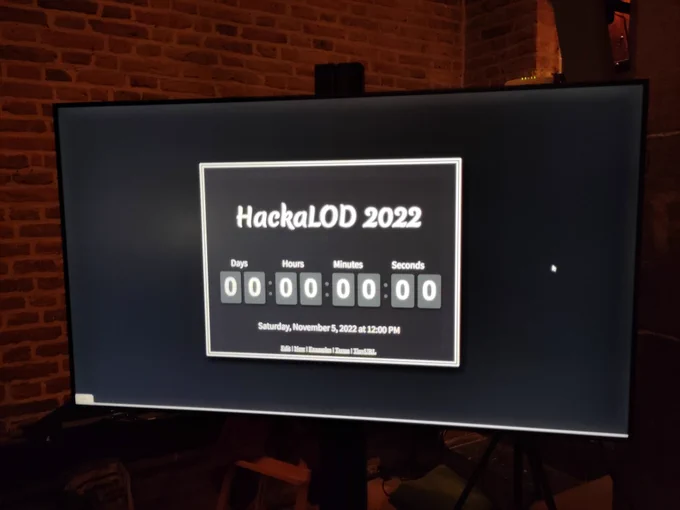 De klok die tijdens de HackaLOD aftelde staat op nul.