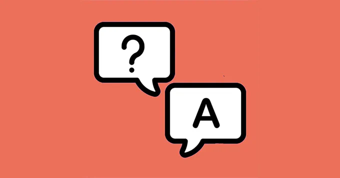 Illustration fo two speech bubbles, one containing a question mark, the other, the letter A