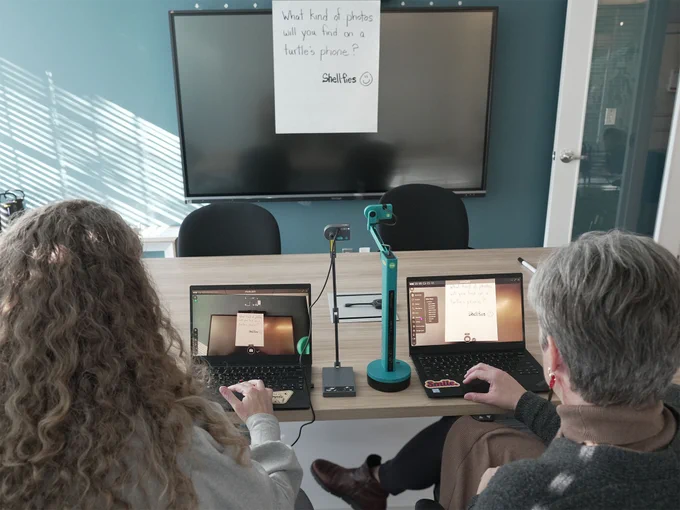a document camera. view of screen magnifying page.