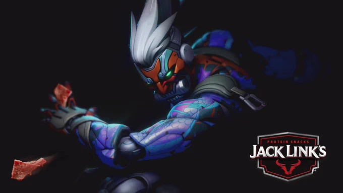 Genji from Overwatch has had his shurikens replaced with beef jerky