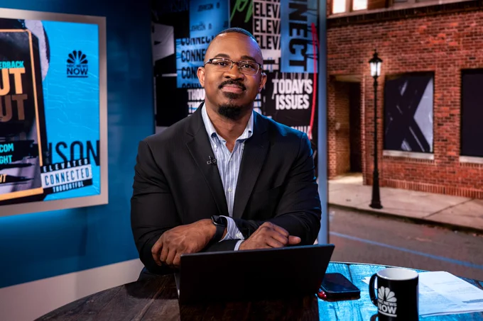 Joshua Johnson on the set of "NOW Tonight" on NBC News NOW