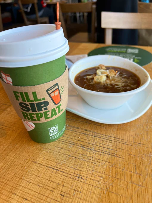 A Panera lunch with a latte